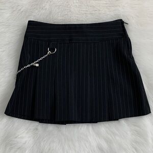 Elegant Kids Black Pinstripe Skirt with Chain Accent